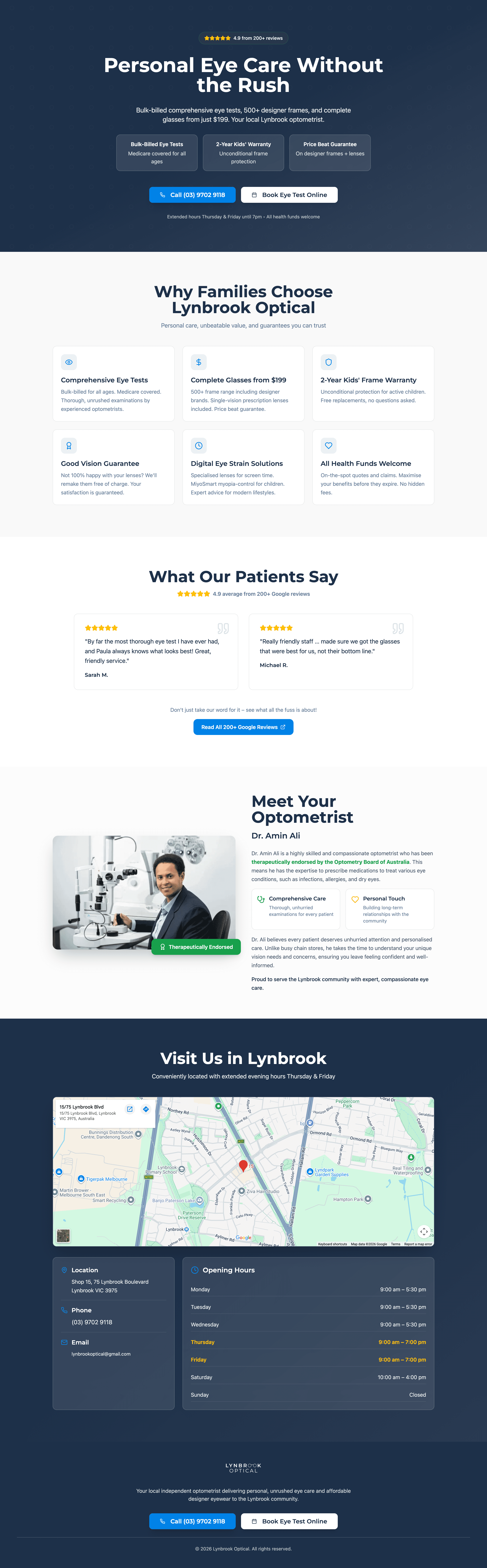 Booking landing page