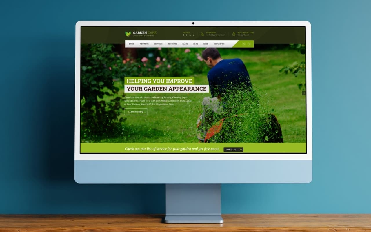 Garden care website design example