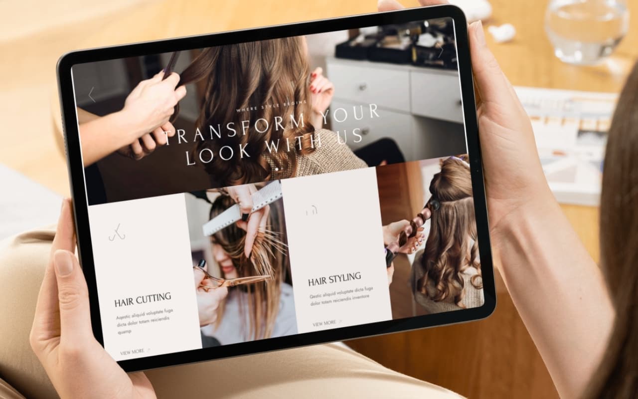 Hair salon website design example